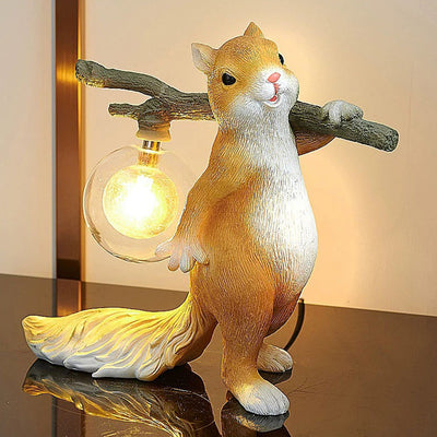 Contemporary Creative Squirrel Resin Glass 1-Light Table Lamp For Bedroom