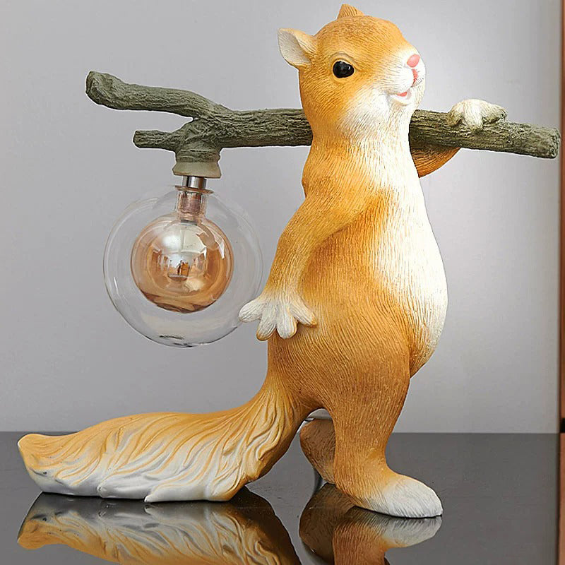 Contemporary Creative Squirrel Resin Glass 1-Light Table Lamp For Bedroom