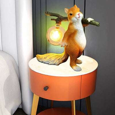 Contemporary Creative Squirrel Resin Glass 1-Light Table Lamp For Bedroom