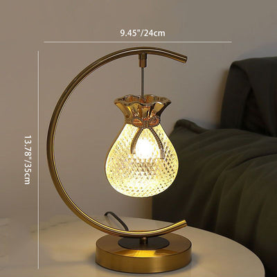 Traditional Japanese Fukubukuro Circle Metal Acrylic LED Table Lamp For Bedroom