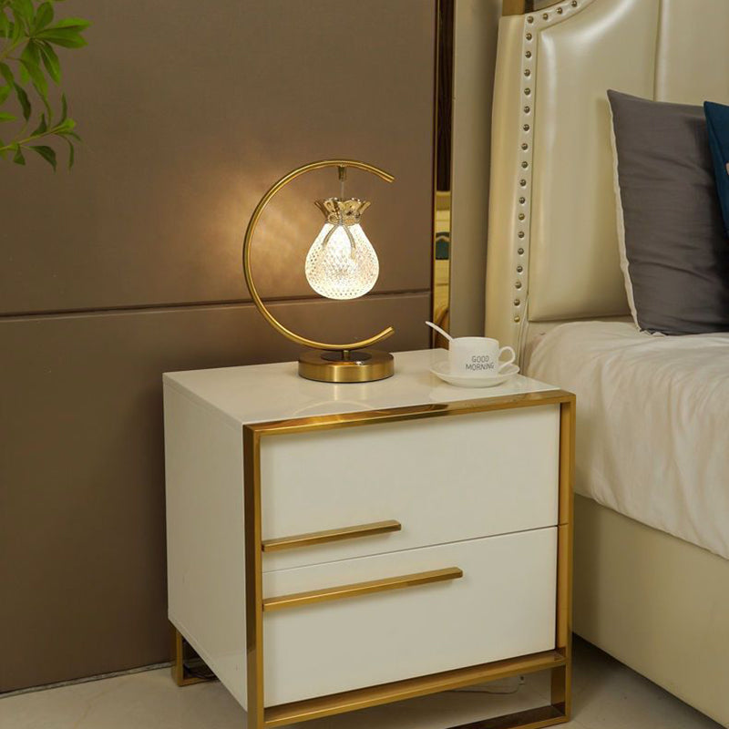 Traditional Japanese Fukubukuro Circle Metal Acrylic LED Table Lamp For Bedroom