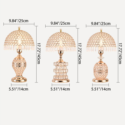 Modern Luxury Dome Iron Crystal 1-Light Table Lamp For Bedroom