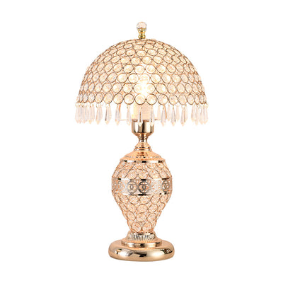 Modern Luxury Dome Iron Crystal 1-Light Table Lamp For Bedroom