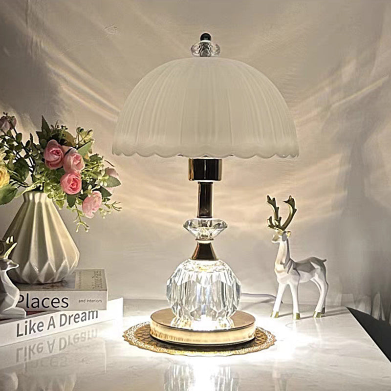 Contemporary Nordic Hemisphere Metal Glass 1-Light Table Lamp For Bedroom