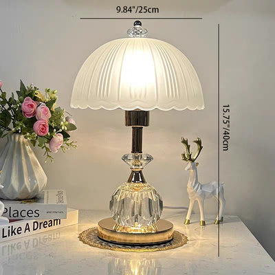 Contemporary Nordic Hemisphere Metal Glass 1-Light Table Lamp For Bedroom