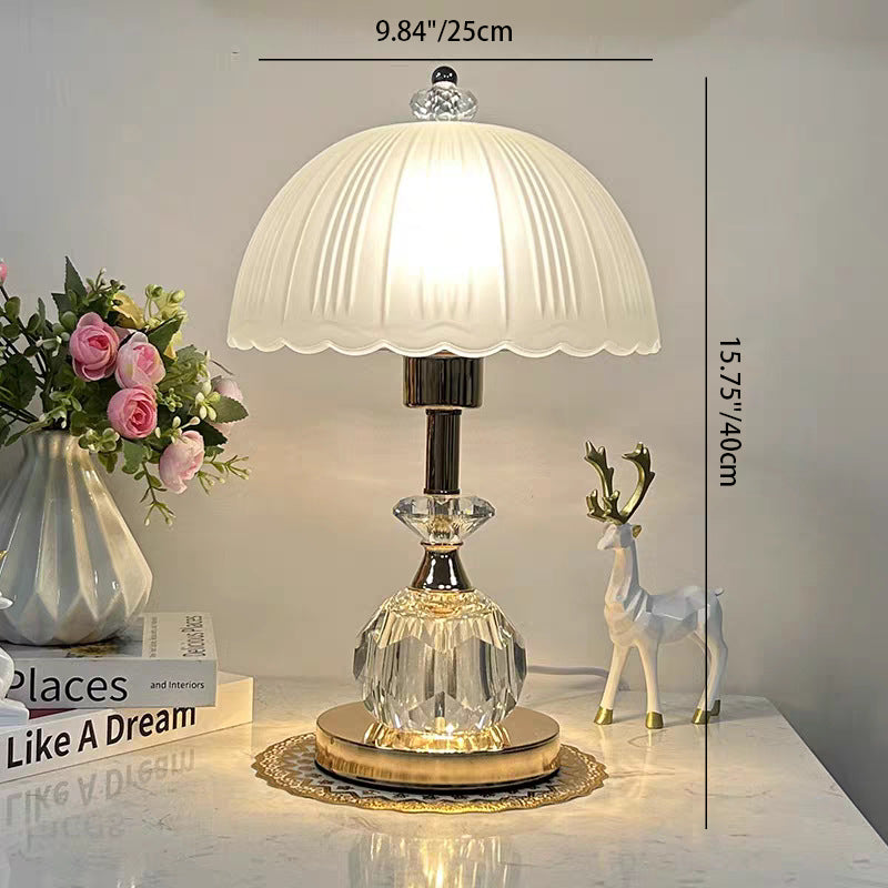 Contemporary Nordic Hemisphere Metal Glass 1-Light Table Lamp For Bedroom