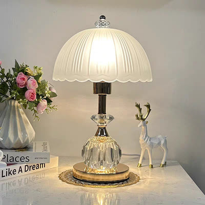 Contemporary Nordic Hemisphere Metal Glass 1-Light Table Lamp For Bedroom