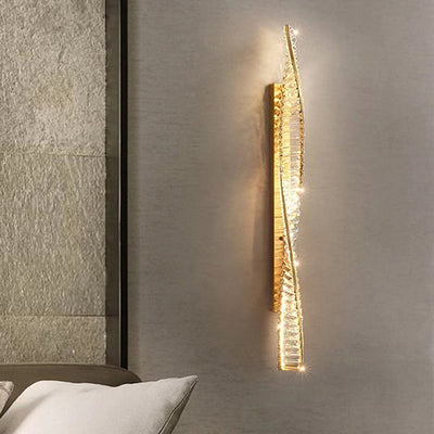 Modern Luxury Twisted Stainless Steel Crystal LED Wall Sconce Lamp For Living Room