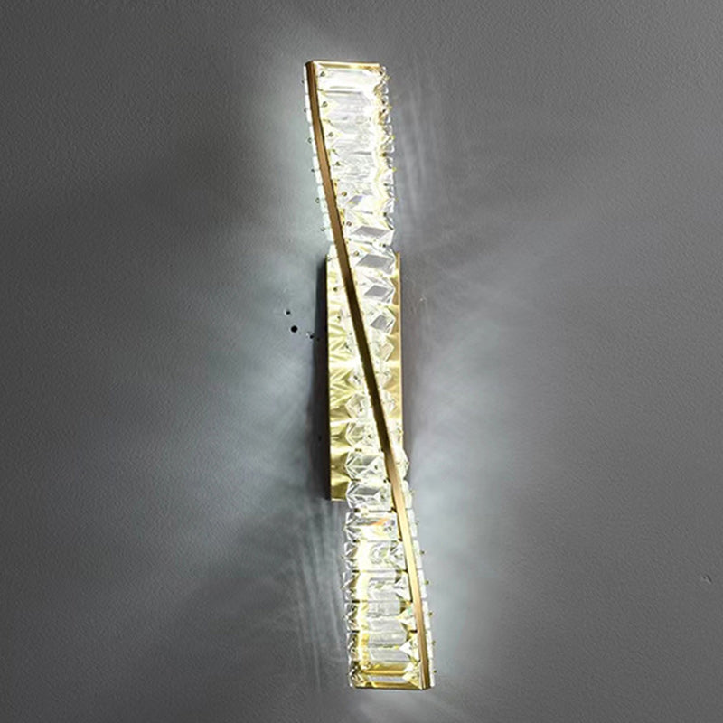 Modern Luxury Twisted Stainless Steel Crystal LED Wall Sconce Lamp For Living Room