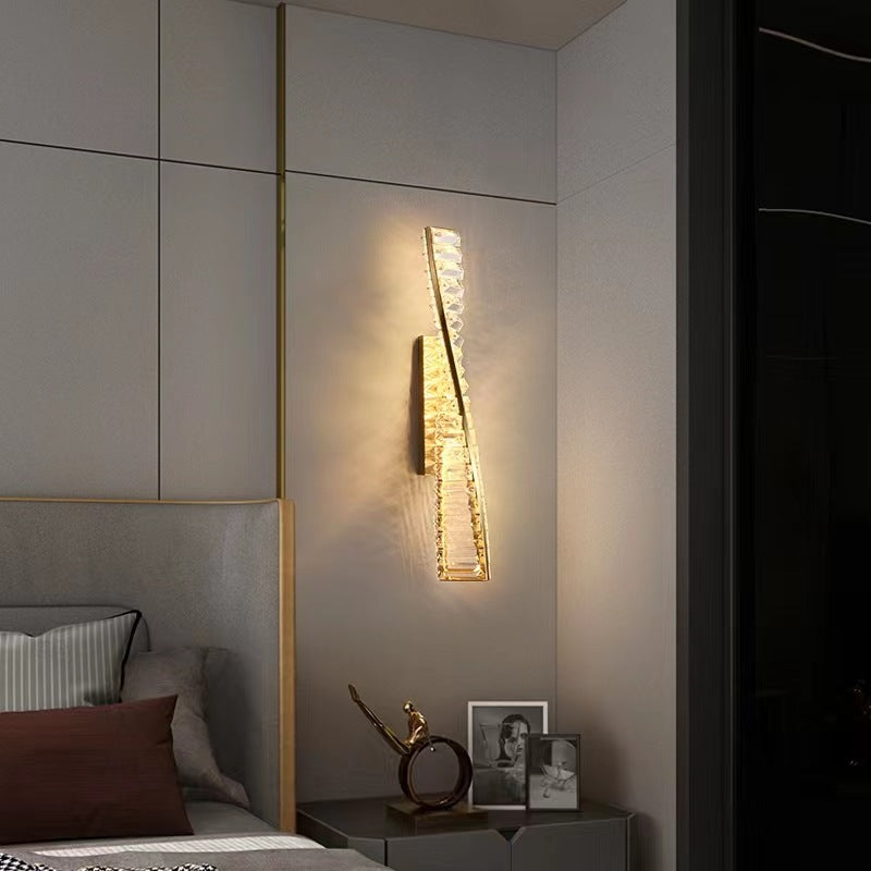 Modern Luxury Twisted Stainless Steel Crystal LED Wall Sconce Lamp For Living Room