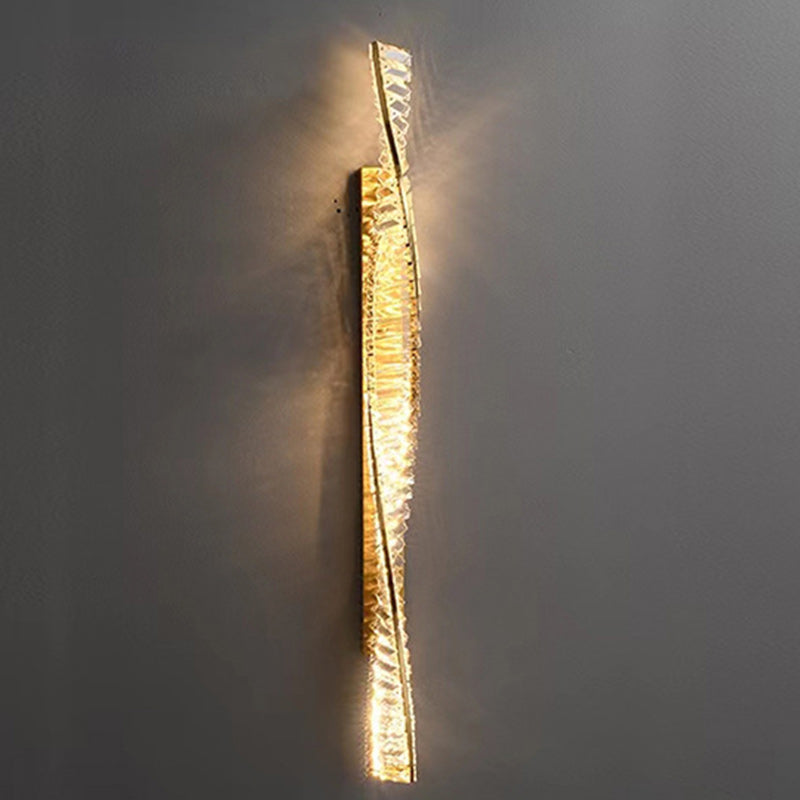 Modern Luxury Twisted Stainless Steel Crystal LED Wall Sconce Lamp For Living Room