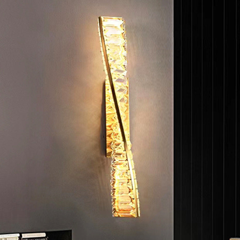 Modern Luxury Twisted Stainless Steel Crystal LED Wall Sconce Lamp For Living Room