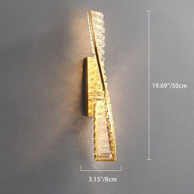 Modern Luxury Twisted Stainless Steel Crystal LED Wall Sconce Lamp For Living Room