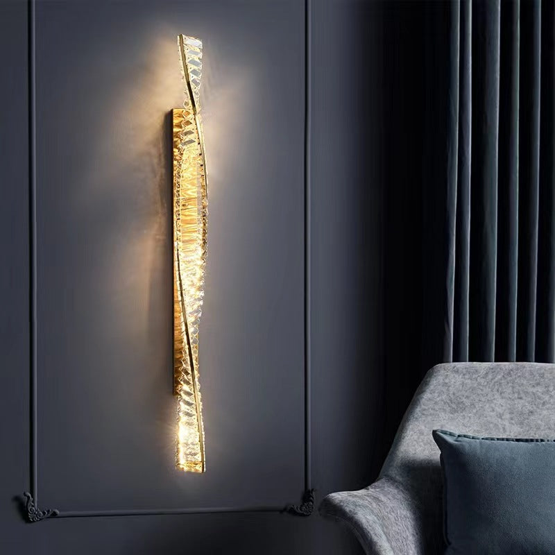 Modern Luxury Twisted Stainless Steel Crystal LED Wall Sconce Lamp For Living Room