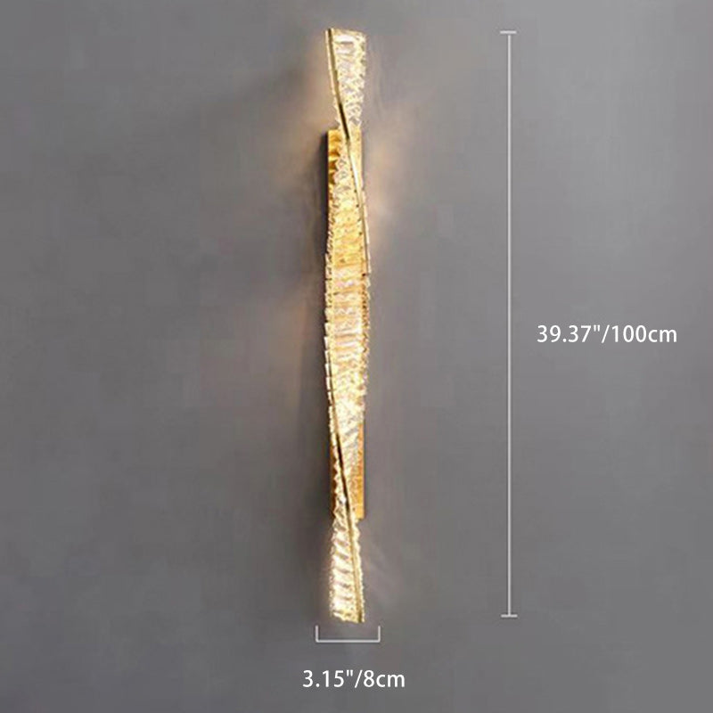 Modern Luxury Twisted Stainless Steel Crystal LED Wall Sconce Lamp For Living Room