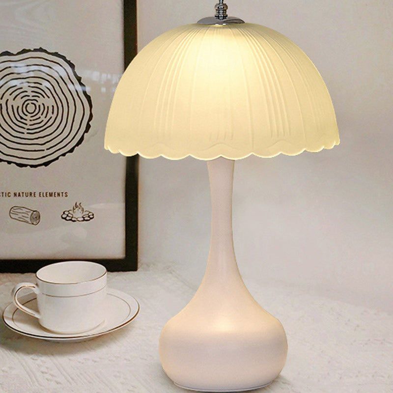 Traditional French Dome Glass Iron LED Table Lamp For Bedroom