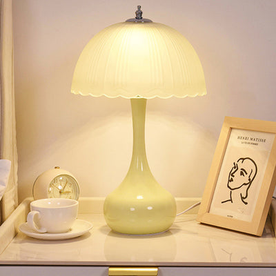 Traditional French Dome Glass Iron LED Table Lamp For Bedroom