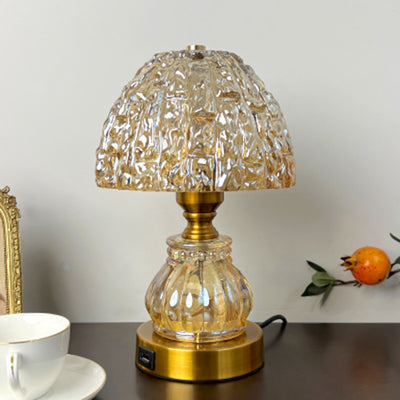 Modern Luxury Dome Metal Crystal 1-Light Table Lamp For Bedroom