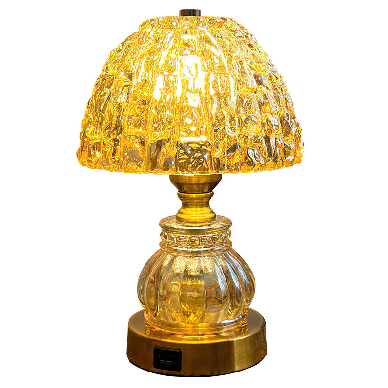 Modern Luxury Dome Metal Crystal 1-Light Table Lamp For Bedroom