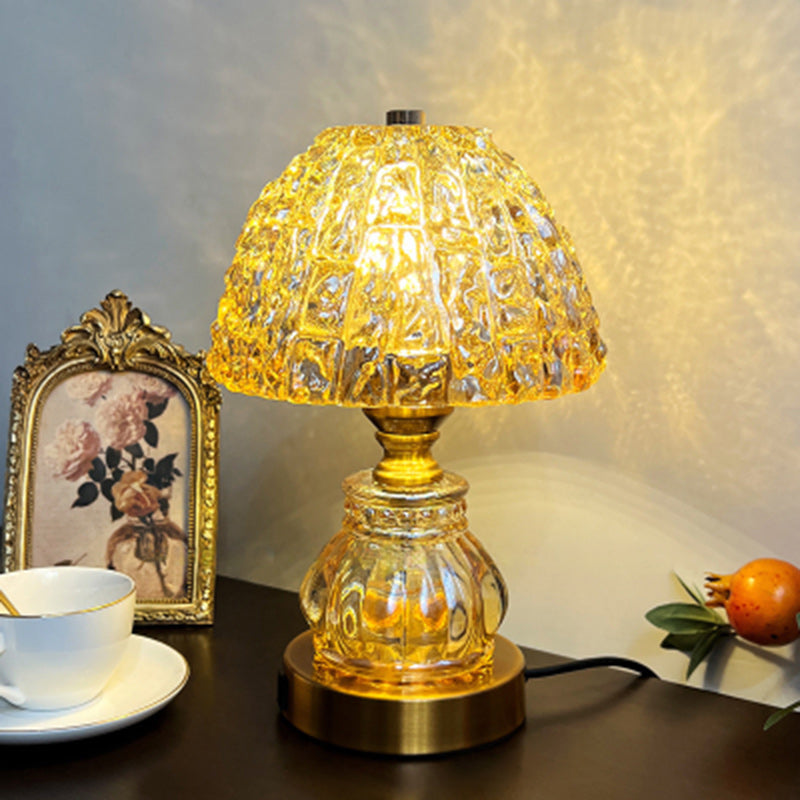 Modern Luxury Dome Metal Crystal 1-Light Table Lamp For Bedroom