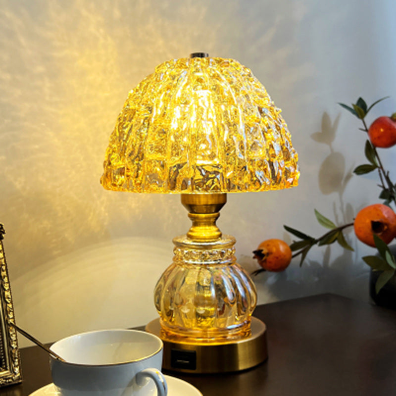 Modern Luxury Dome Metal Crystal 1-Light Table Lamp For Bedroom