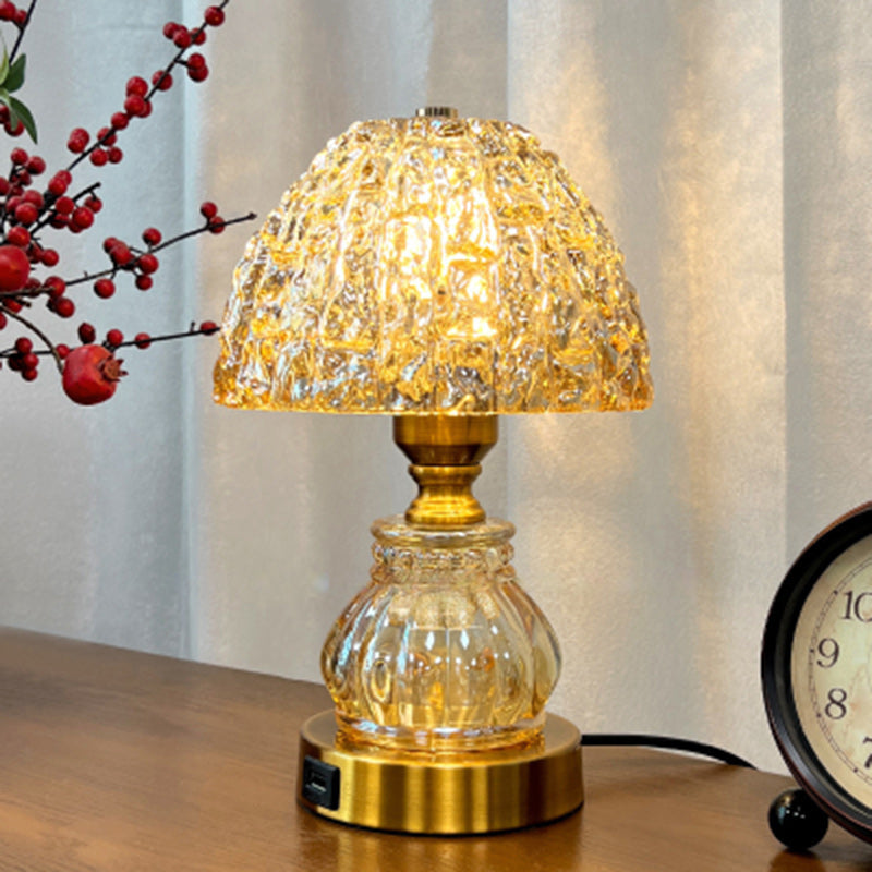 Modern Luxury Dome Metal Crystal 1-Light Table Lamp For Bedroom