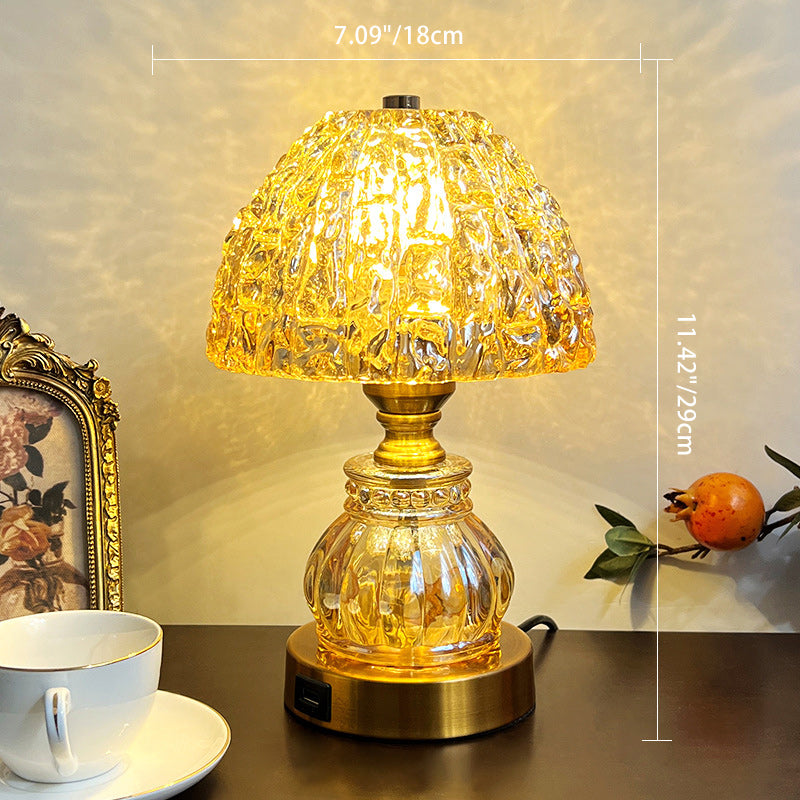 Modern Luxury Dome Metal Crystal 1-Light Table Lamp For Bedroom