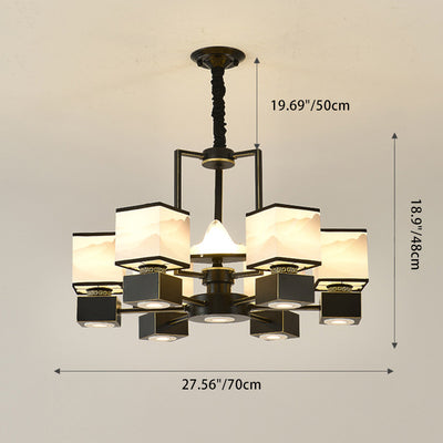 Traditioneller chinesischer quadratischer Kronleuchter aus Eisengewebe mit 6/8 Lichtern für Wohnzimmer 