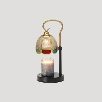 Moderne Art Deco Kuppel Eisen Kupfer Glas 1-Licht Schmelzwachs Tischlampe für Schlafzimmer 