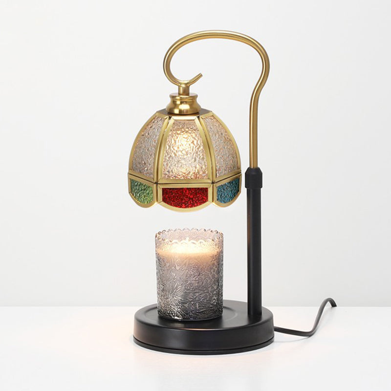 Moderne Art Deco Kuppel Eisen Kupfer Glas 1-Licht Schmelzwachs Tischlampe für Schlafzimmer 