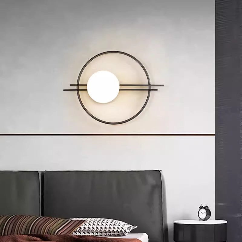 Zeitgenössische kreative Kreis Eisen Glas 1-Licht Wandleuchte Lampe für Schlafzimmer 