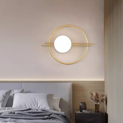 Zeitgenössische kreative Kreis Eisen Glas 1-Licht Wandleuchte Lampe für Schlafzimmer 