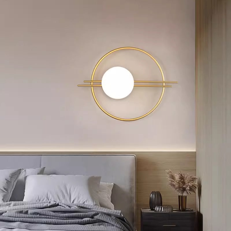 Zeitgenössische kreative Kreis Eisen Glas 1-Licht Wandleuchte Lampe für Schlafzimmer 