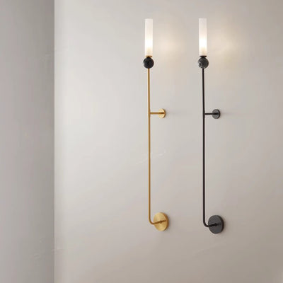 Contemporary Nordic Cylinder Copper Marble 1-Light Wall Sconce Lamp For Hallway