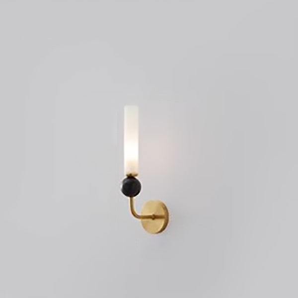 Contemporary Nordic Cylinder Copper Marble 1-Light Wall Sconce Lamp For Hallway