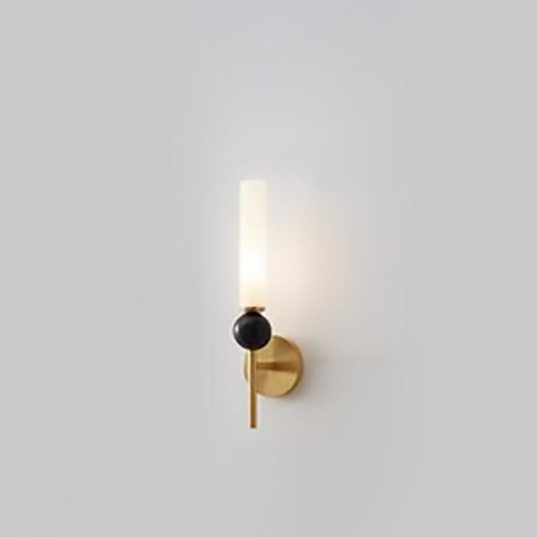 Contemporary Nordic Cylinder Copper Marble 1-Light Wall Sconce Lamp For Hallway