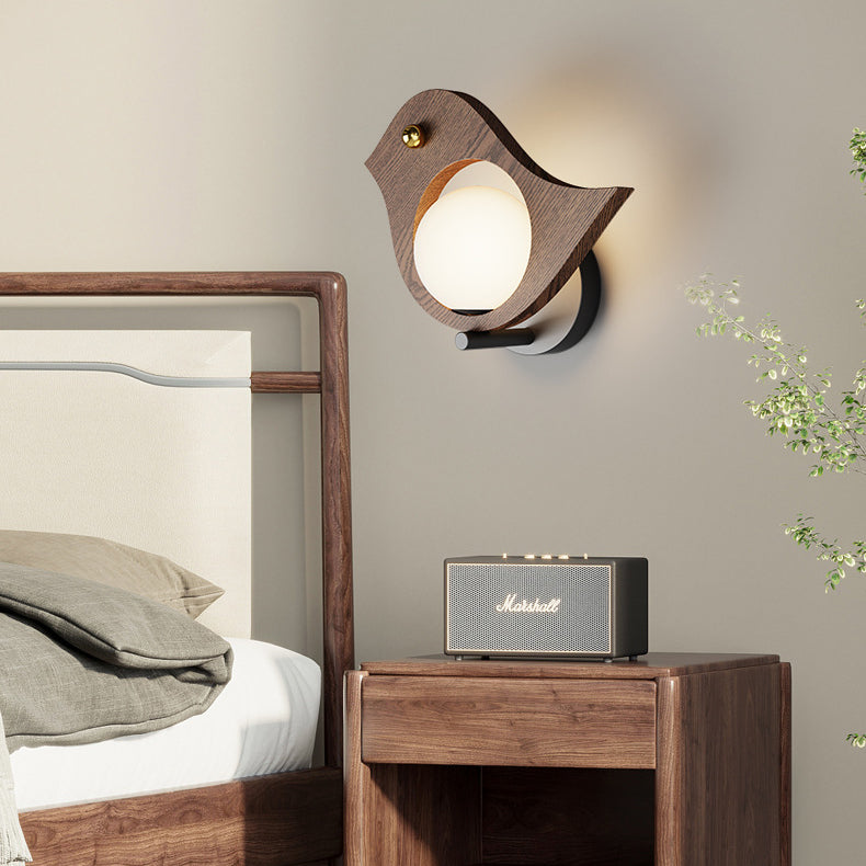 Zeitgenössische kreative Tier Massivholz Kunststoff LED Wandleuchte Lampe für Schlafzimmer 