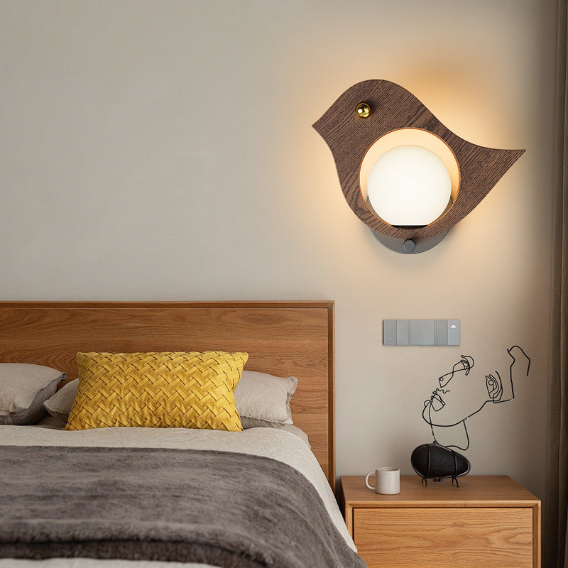 Zeitgenössische kreative Tier Massivholz Kunststoff LED Wandleuchte Lampe für Schlafzimmer 