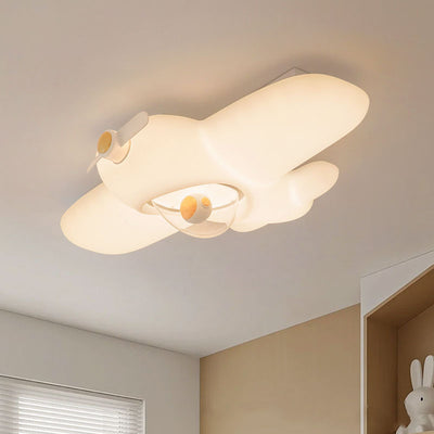 Zeitgenössische kreative Kinder Flugzeug Carbon Stahl Harz LED Semi-Flush Mount Deckenleuchte für Schlafzimmer 