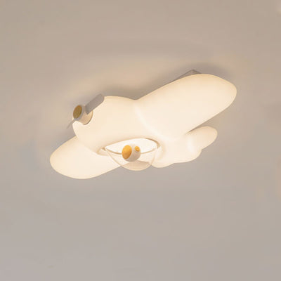 Zeitgenössische kreative Kinder Flugzeug Carbon Stahl Harz LED Semi-Flush Mount Deckenleuchte für Schlafzimmer 