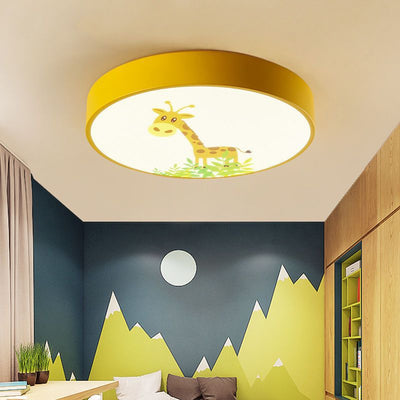 Moderne minimalistische Kinder Cartoon Runde Eisen Acryl LED Unterputz Deckenleuchte für Schlafzimmer 