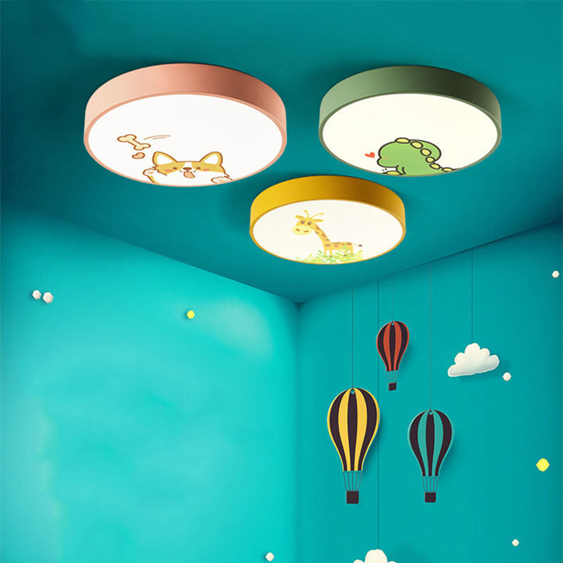 Moderne minimalistische Kinder Cartoon Runde Eisen Acryl LED Unterputz Deckenleuchte für Schlafzimmer 