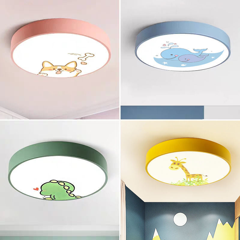 Moderne minimalistische Kinder Cartoon Runde Eisen Acryl LED Unterputz Deckenleuchte für Schlafzimmer 