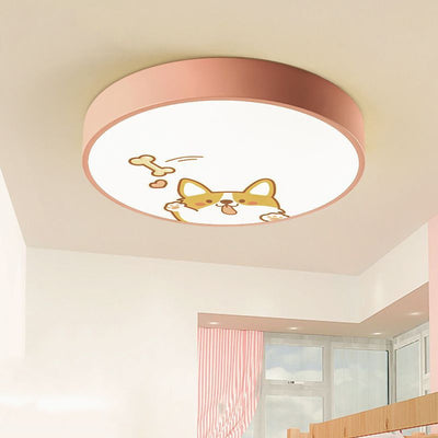 Moderne minimalistische Kinder Cartoon Runde Eisen Acryl LED Unterputz Deckenleuchte für Schlafzimmer 