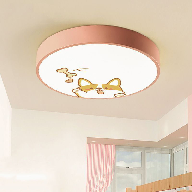 Moderne minimalistische Kinder Cartoon Runde Eisen Acryl LED Unterputz Deckenleuchte für Schlafzimmer 