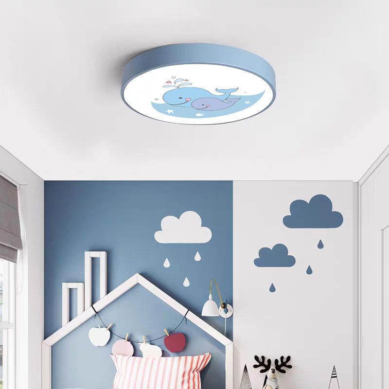 Moderne minimalistische Kinder Cartoon Runde Eisen Acryl LED Unterputz Deckenleuchte für Schlafzimmer 