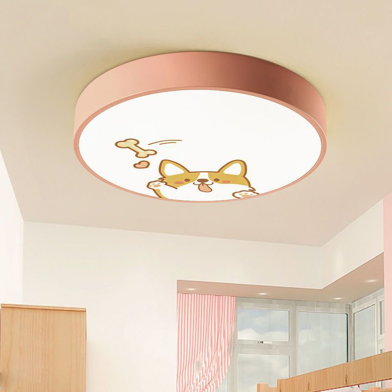 Moderne minimalistische Kinder Cartoon Runde Eisen Acryl LED Unterputz Deckenleuchte für Schlafzimmer 