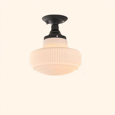 Traditional French Dome Glass Alloy 1-Light Semi-Flush Mount Ceiling Light For Living Room