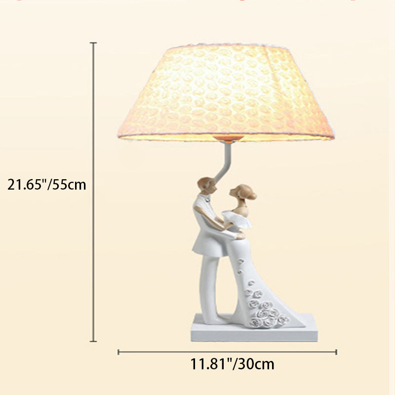 Modern Luxury Frustum Cone Resin 1-Light Table Lamp For Bedroom