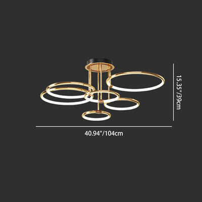 Contemporary Luxury Circle Aluminum Soft Silicone LED Chandelier For Living Room